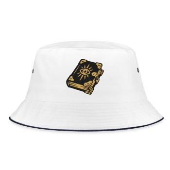 Zauberbuch Auge Magie Wappen - Bucket Hat - Weiß/Navy - Vorne