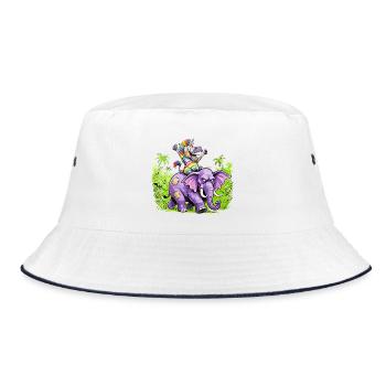 Regenbogen Zebra-Einhorn auf Lila Elefantenritt - Bucket Hat - Weiß/Navy - Vorne
