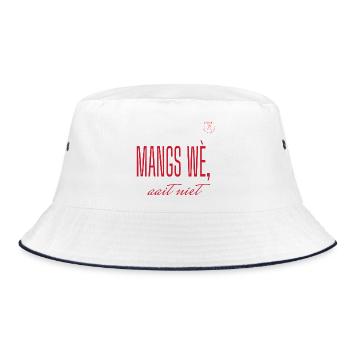 Mangs wè, streichelt nicht – Sallands-Dialekt - Bucket Hat - Weiß/Navy - Vorne