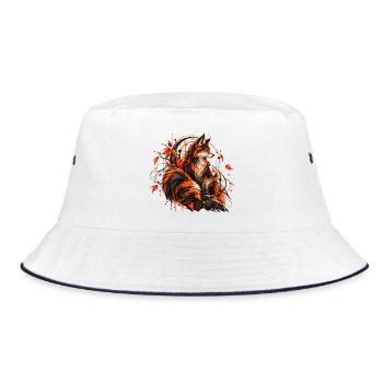 Der majestätische Herbstfuchs - Bucket Hat - Weiß/Navy - Vorne