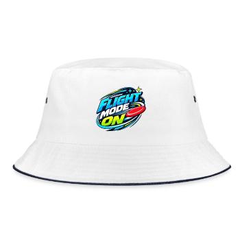 Flugmodus Aktiv - Bucket Hat - Weiß/Navy - Vorne