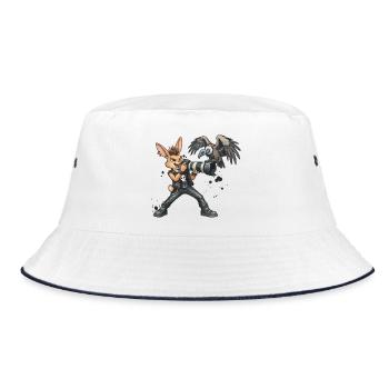 Punk-Hase, der Safari-Fotograf - Bucket Hat - Weiß/Navy - Vorne