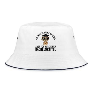 Bachelortitel Will nicht angeben Bachelorabschluss - Bucket Hat - Weiß/Navy - Vorne