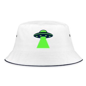 Ufo Alien Raumschiff Grafik - Bucket Hat - Weiß/Navy - Vorne