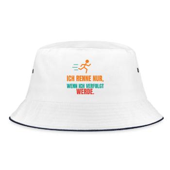 Ich renne nur, wenn ich verfolgt werde - Bucket Hat - Weiß/Navy - Vorne