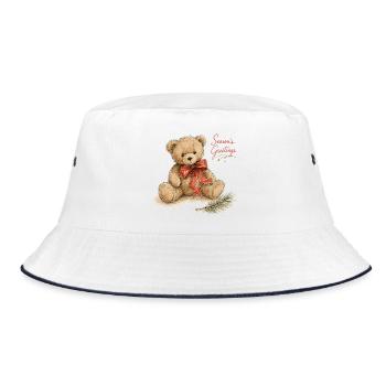 Aquarell Weihnachtsteddybär - Bucket Hat - Weiß/Navy - Vorne