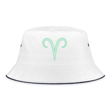 Widder-Tierkreiszeichen Pastellgrün - Bucket Hat - Weiß/Navy - Vorne