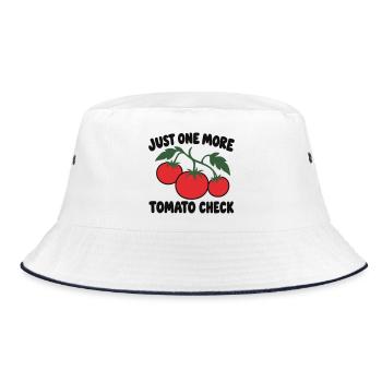 Tomatenanbausucht – lustiges Gartenzitat - Bucket Hat - Weiß/Navy - Vorne