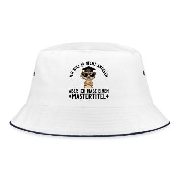 Mastertitel Will ja nicht angeben Master Abschluss - Bucket Hat - Weiß/Navy - Vorne