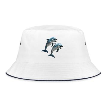 Delfine - Bucket Hat - Weiß/Navy - Vorne