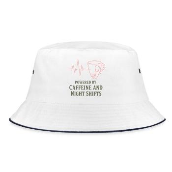 Kaffeeherz Stethoskop Motiv - Bucket Hat - Weiß/Navy - Vorne
