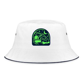 Sternwarte Teleskop Logo - Bucket Hat - Weiß/Navy - Vorne