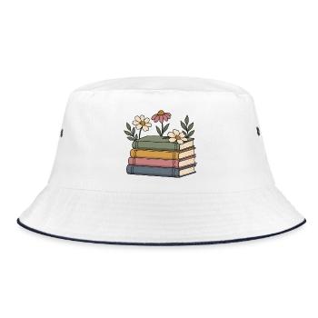 Bücher und Wildblumen - Bucket Hat - Weiß/Navy - Vorne