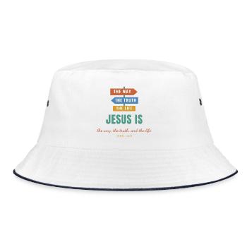 Jesus Is The Way The Truth And The Life - Bucket Hat - Weiß/Navy - Vorne