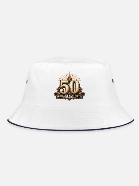 50 Geburtstag voller Energie - Bucket Hat - Weiß/Navy