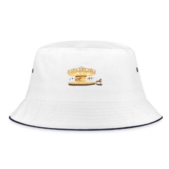 Enchanted Carousel Unisex Illustration - Bucket Hat - white/navy - Front