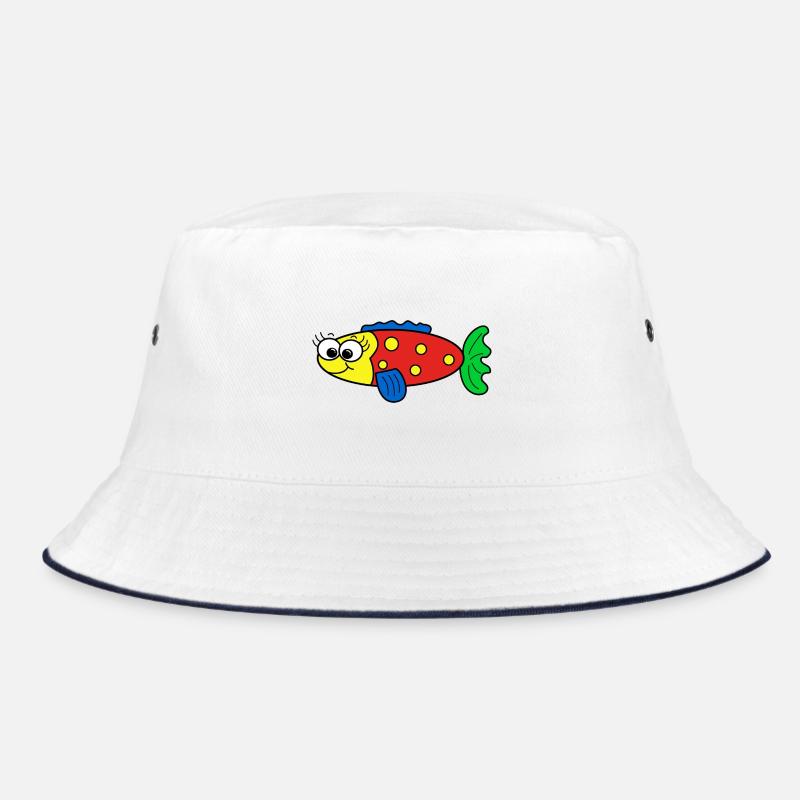 Fisch - Bucket Hat - Weiß/Navy