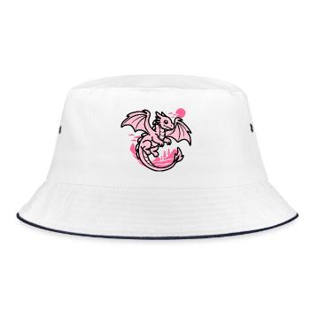 Rosa Drache - Bucket Hat - Weiß/Navy - Vorne