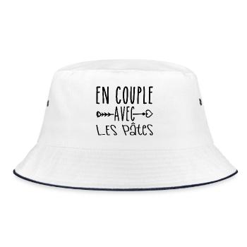 Zu zweit mit Pasta, Pasta Fans Geschenk - Bucket Hat - Weiß/Navy - Vorne