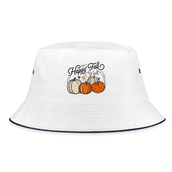 Happy Fall Y'All Fall Pumpkins - Bucket Hat - white/navy - Front