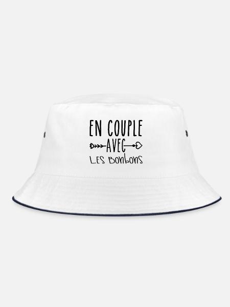 En Couple avec Bonbons, cadeau Fans de Bonbons - Bob - blanc/marine - Devant