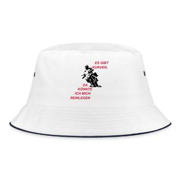 Es gibt Kurven - Bucket Hat - Weiß/Navy - Vorne