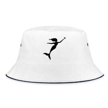 The mermaid plays with a fish - Bucket Hat - white/navy - Front