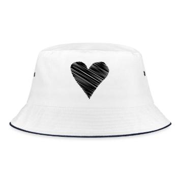 heart scribble drawing minimal love love lines - Bucket Hat - white/navy - Front