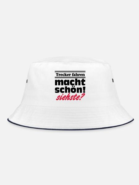 Traktor , Trecker , Trecker fahren (25) - Bucket Hat - Weiß/Navy - Vorne