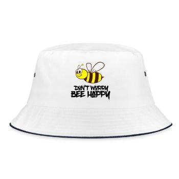 bee happy - Bucket Hat - Weiß/Navy - Vorne