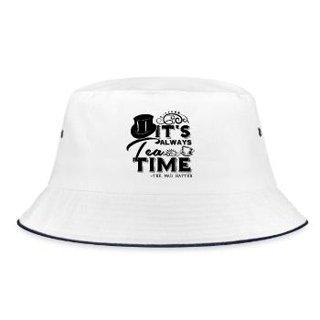 Alice in wonderland quote: It’s always tea time - Bucket Hat - white/navy - Front