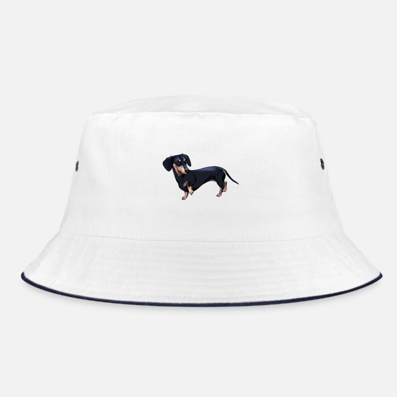 Comic Dackel - Bucket Hat - Weiß/Navy