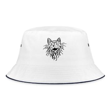 Tabby cat head - cat - tiger - tomcat - Bucket Hat - white/navy - Front