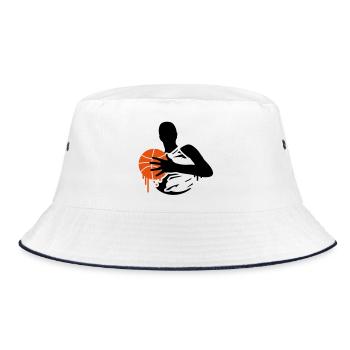 A basketball player with a basketball - Bucket Hat - white/navy - Front