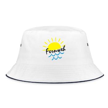 Sunrise Ocean – Sonne & Wellen Icon - Bucket Hat - Weiß/Navy - Vorne