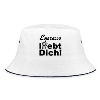 Espresso Kaffee Spruch lustig Geschenk - Bucket Hat - Weiß/Navy - Vorne