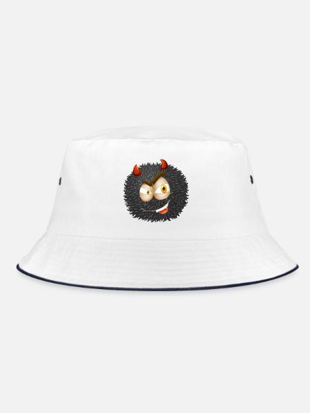 Süßer Kleiner Teufel – Monster Mit Hörnern - Bucket Hat - Weiß/Navy