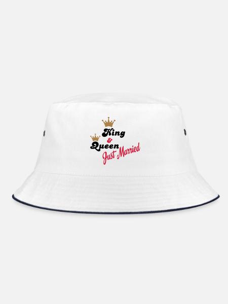 wedding - Bucket Hat - white/navy - Front