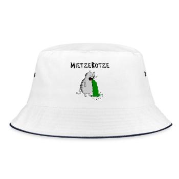 Mietzekatze muss kotzen = MietzeKotze - Bucket Hat - Weiß/Navy - Vorne