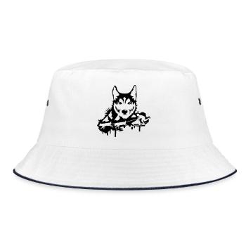 Une course de chien avec une tête husky - Bob - blanc/marine - Devant