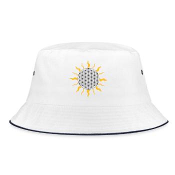 The flower of life with sun, sunbeams - Bucket Hat - white/navy - Front