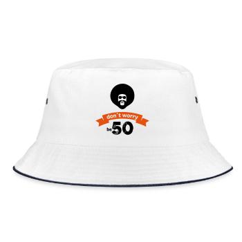 50 - Bucket Hat - white/navy - Front