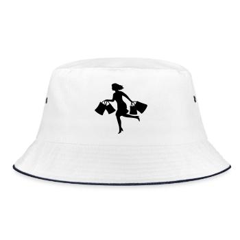 women shopping - Bucket Hat - white/navy - Front