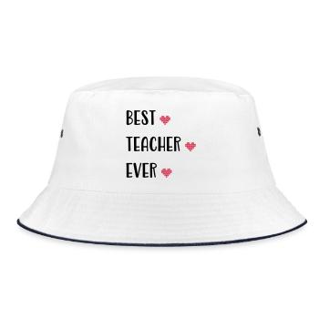 Lehrer - Bucket Hat - Weiß/Navy - Vorne