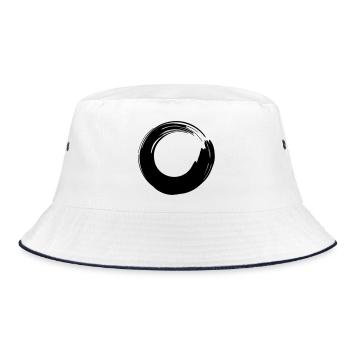 Pinselstrich-Kreis - Bucket Hat - Weiß/Navy - Vorne