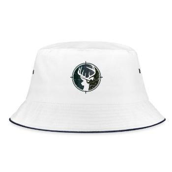 Jäger - Jagd - Hirsch - Bucket Hat - Weiß/Navy - Vorne