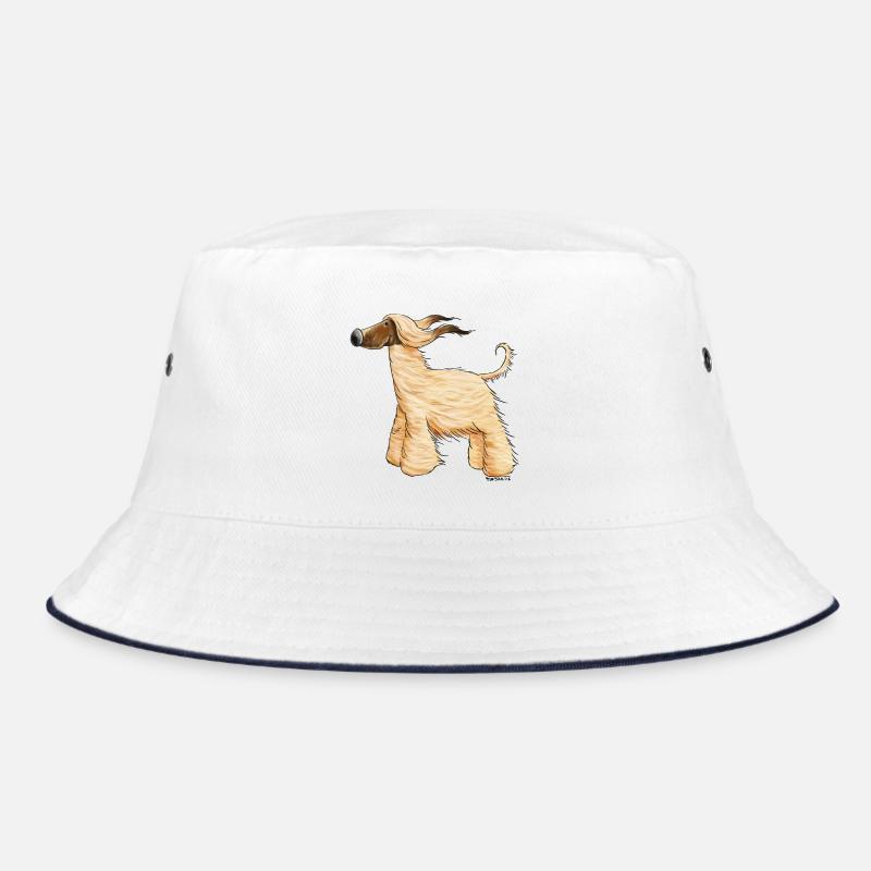 Drolliger Afghane - Afghanischer Windhund - Bucket Hat - Weiß/Navy