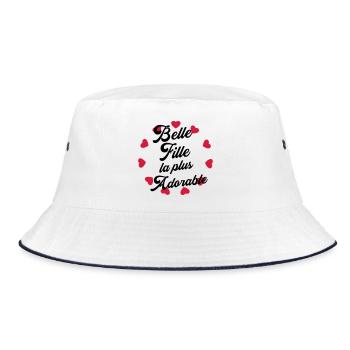 Belle Fille - Mariage - Mariée - Famille - Noël - Bucket Hat - white/navy - Front