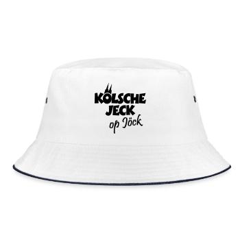 Kölsche Jeck op Jöck Kölsch Köln - Bucket Hat - Weiß/Navy - Vorne