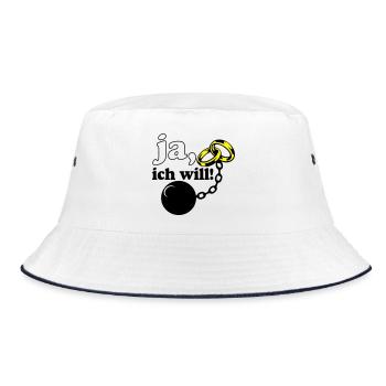 Junggesellenabschied , JGA ja ich will (25) - Bucket Hat - Weiß/Navy - Vorne